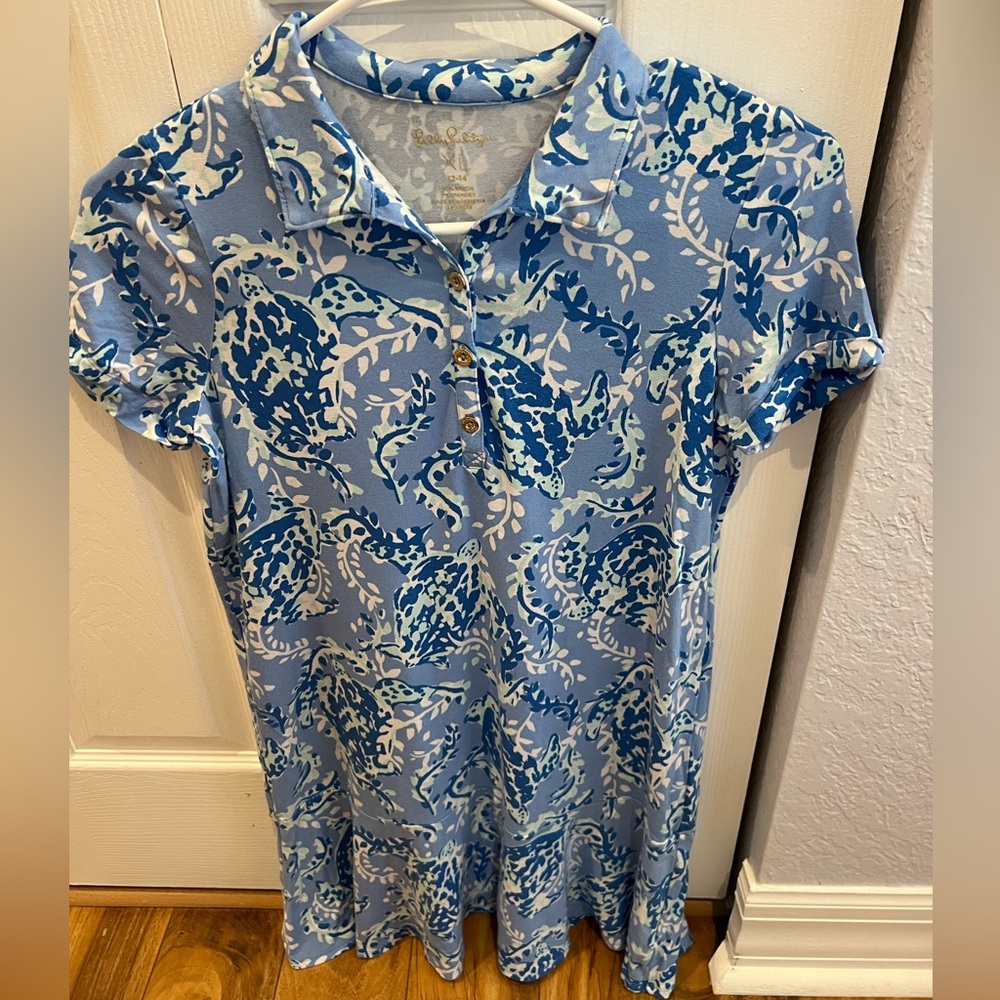 Lilly Pulitzer Mini Sadie Polo Dress Turtley Awesome Size XL 12-14
